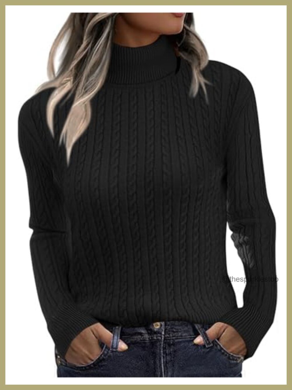 Zeagoo Womens Turtleneck Cable Knit Long Sleeve Pullover Sweater